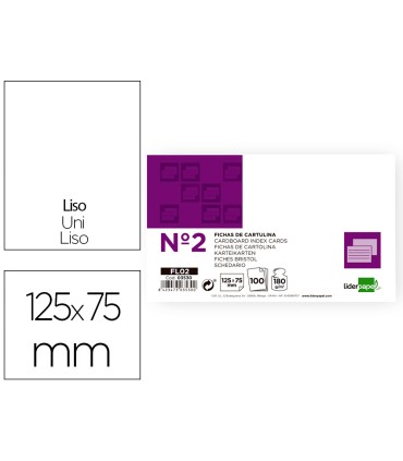 Ficha liderpapel lisa nº2 75 x 125mm paquete de 100 180g